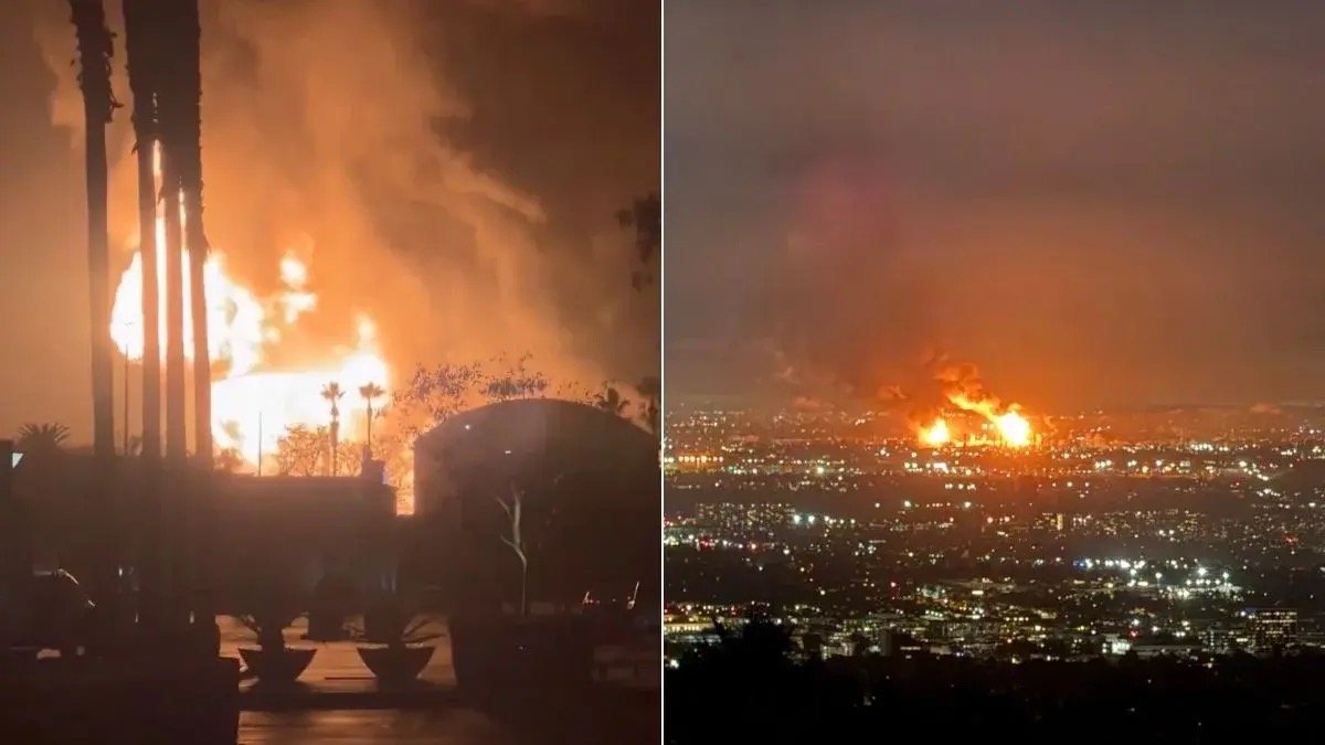 Pożar w rafinerii w pobliżu Los Angeles. 