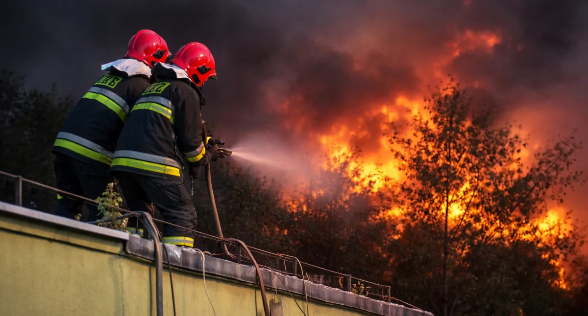 Spadli z dachu podczas akcji gaśniczej