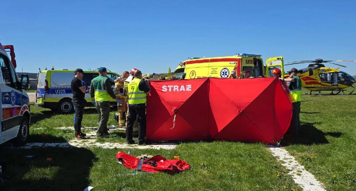 Śmiertelny wypadek spadochroniarza w Lesznie