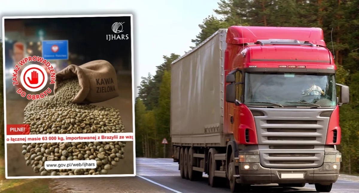 Niebezpieczny transport zatrzymany. Chodzi o kawę dla polskich odbiorców.