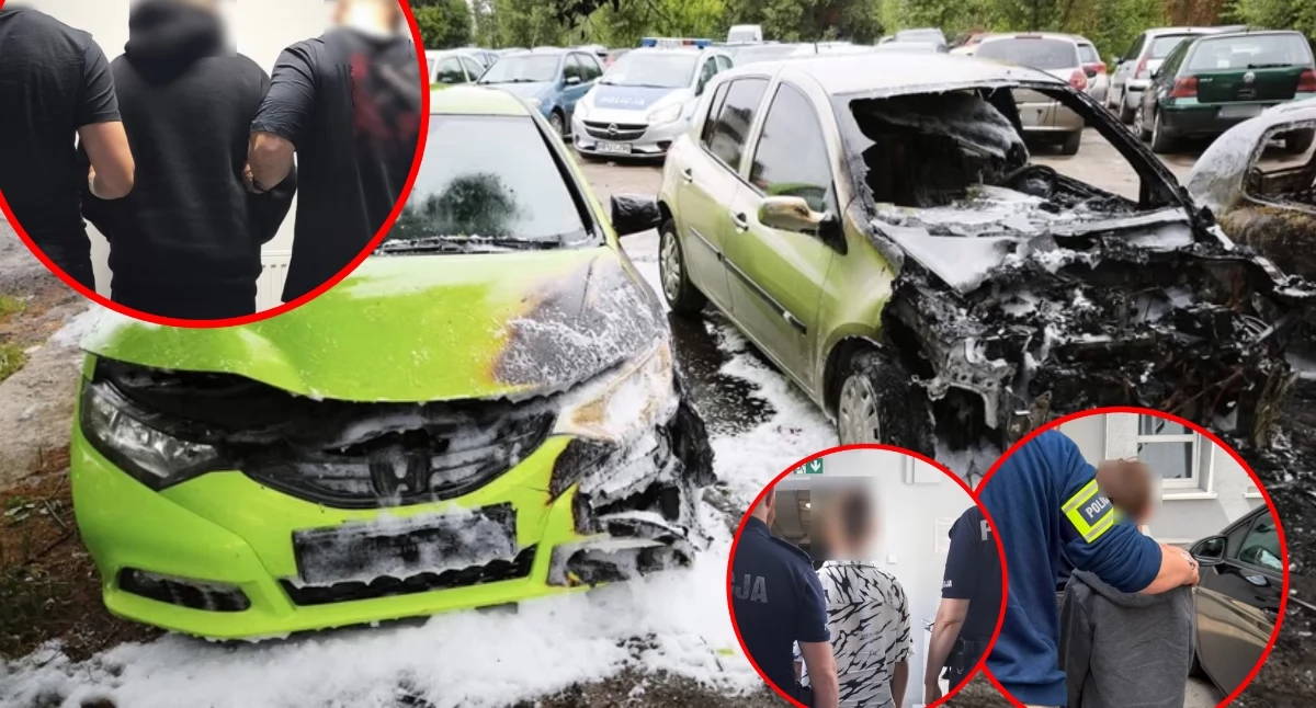 Pożar pięciu aut. Policja: sprawcami byli chłopcy w wieku od 8 do 12 lat