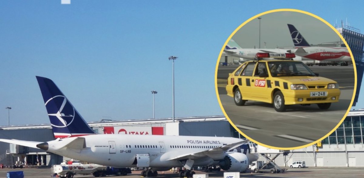 Na lotnisku Chopina pojawił się żółty polonez z napisem 