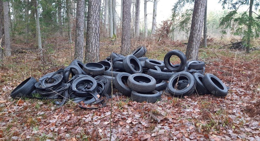 Plaga w powiecie radomskim; ktoś masowo porzuca przy drogach stare opony