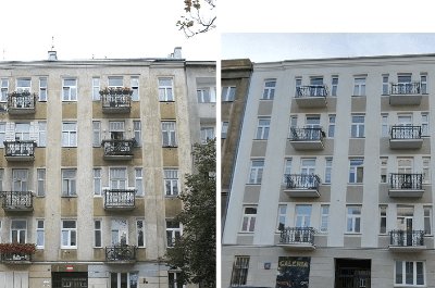 Odnowione kamienice przy ulicy Konopackiej na Pradze
