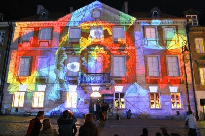 Świąteczny mapping na Pałacu Staszica