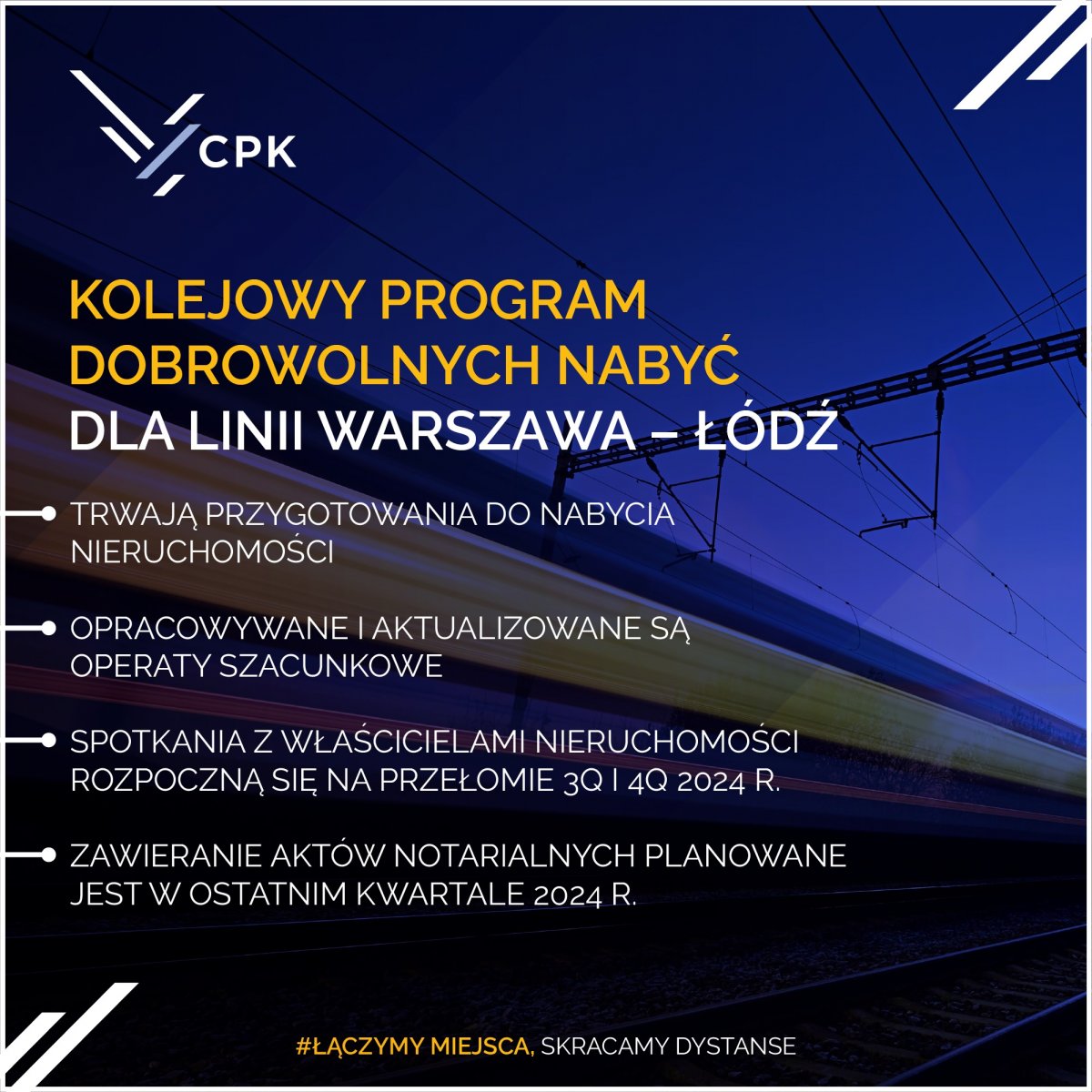 CPK uruchamia Kolejowy Program Dobrowolnych Nabyć na linii Warszawa-Łódź
