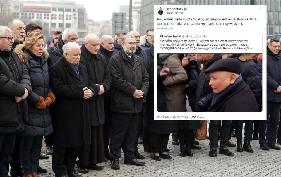 Prowokatorzy obrzucali prezesa PiS wyzwiskami takimi jak „sk…”, „faszysta