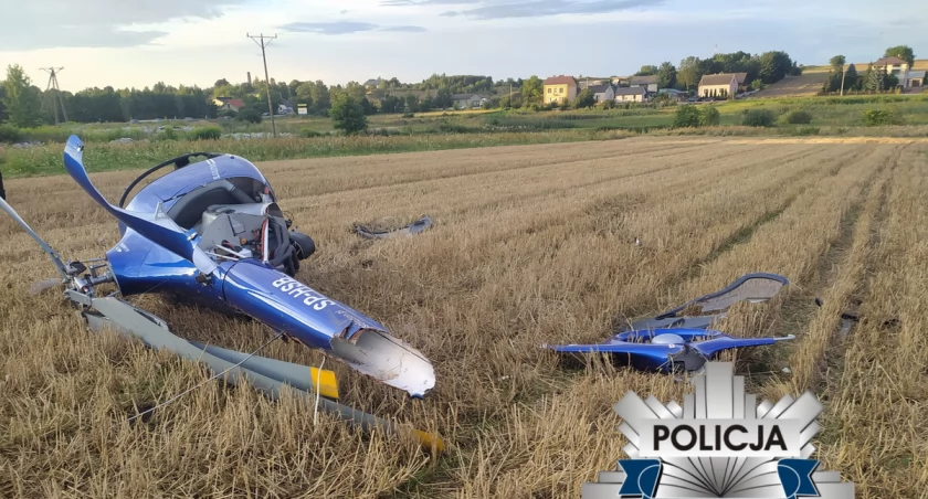 Wypadek śmigłowca w Błazinach Dolnych. Dwie osoby trafiły do szpitala