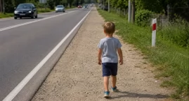 Kilkulatek samotnie szedł przy ruchliwej drodze. Sek&hellip;