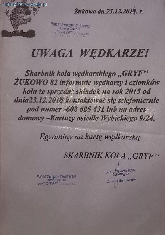 Informacja o opłatach na 2015 rok.