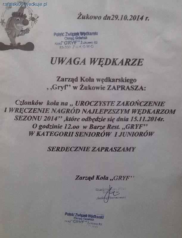 Zaproszenie na uroczyste zakończenie sezonu.