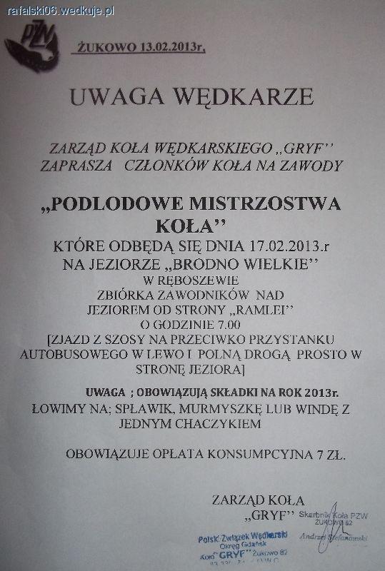 Podlodowe Mistrzostwa koła Gryf Żukowo 2013