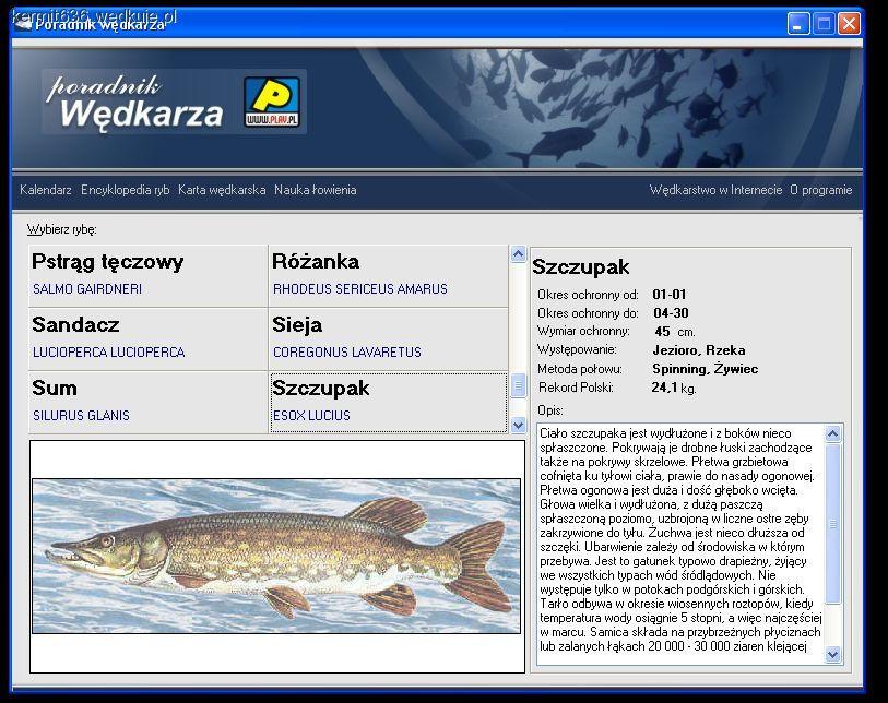 Poradnik wędkarza -program komputerowy