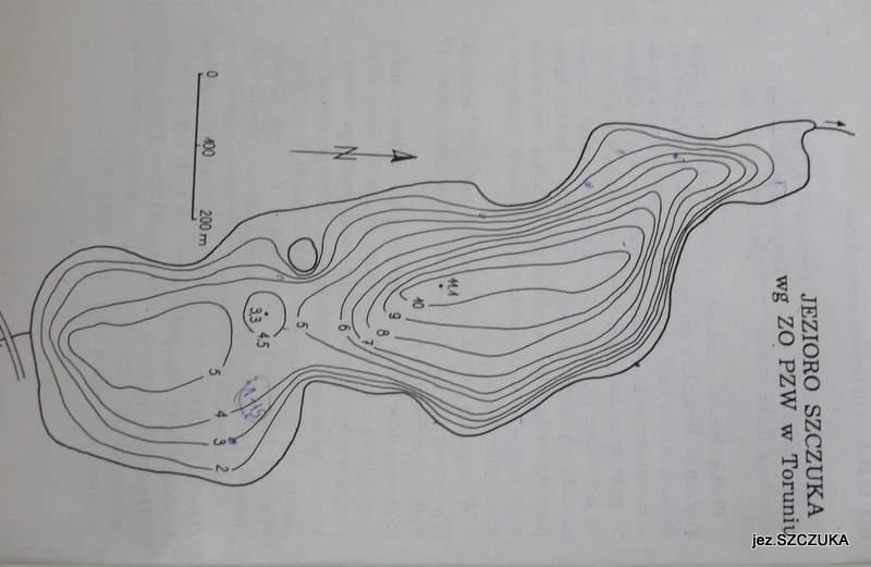 Jezioro Szczuka - plan batymeryczny