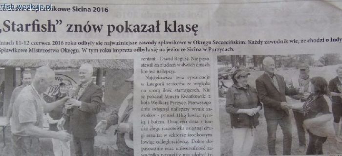 W Dzienniku Stargardzkim - Spławikowe Mistrzostwa Okręgu - Sicina 11-12.06.2016