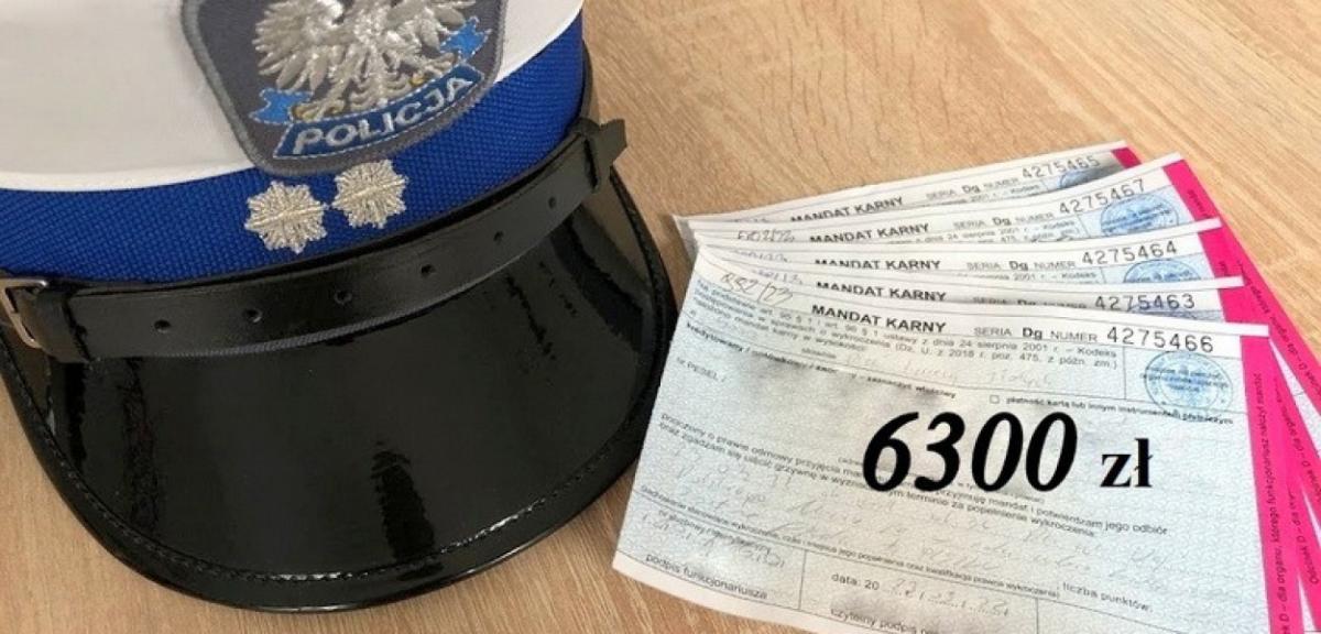 6300 zł mandatu otrzymał rowerzysta z Pisza