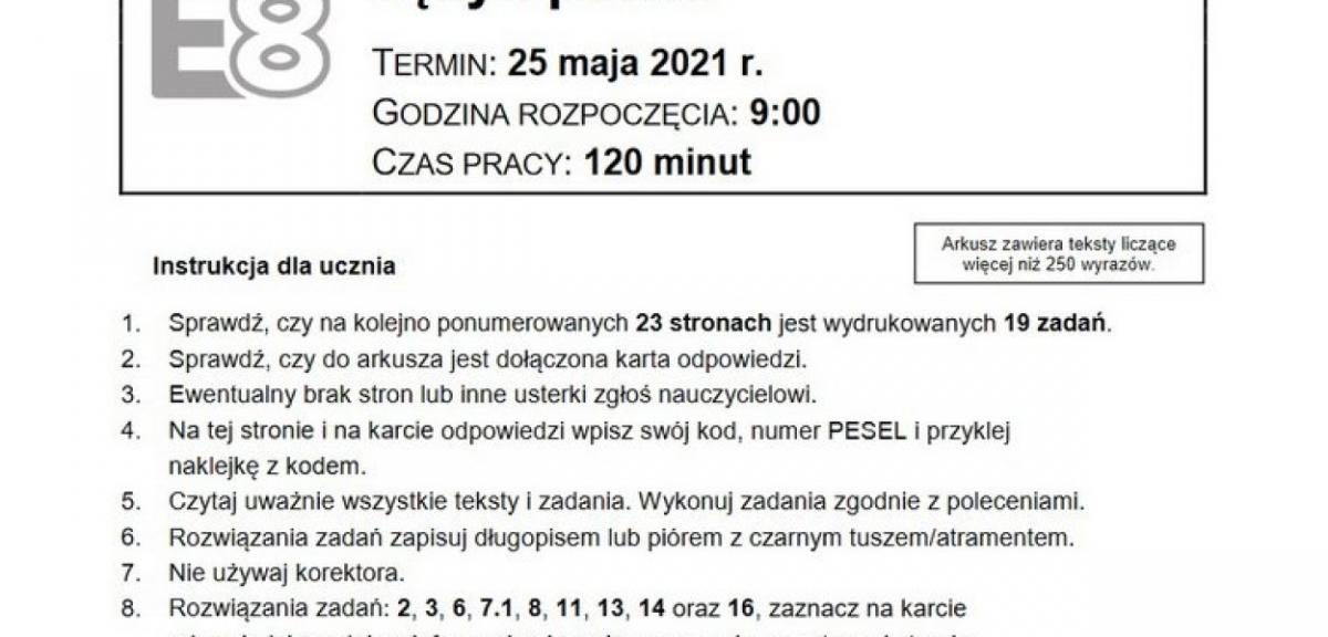 Pierwszy dzień egzaminu ósmoklasiści mają za sobą