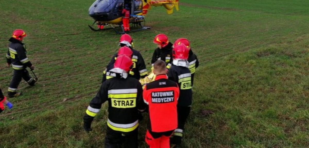 Wypadek na DK 63. Kierowca przetransportowany do szpitala.