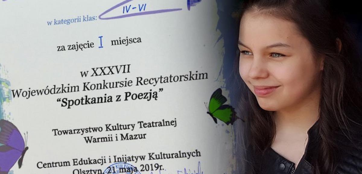 Amelia Szyszkowska zwyciężczynią wojewódzkiego konkursu recytatorskiego
