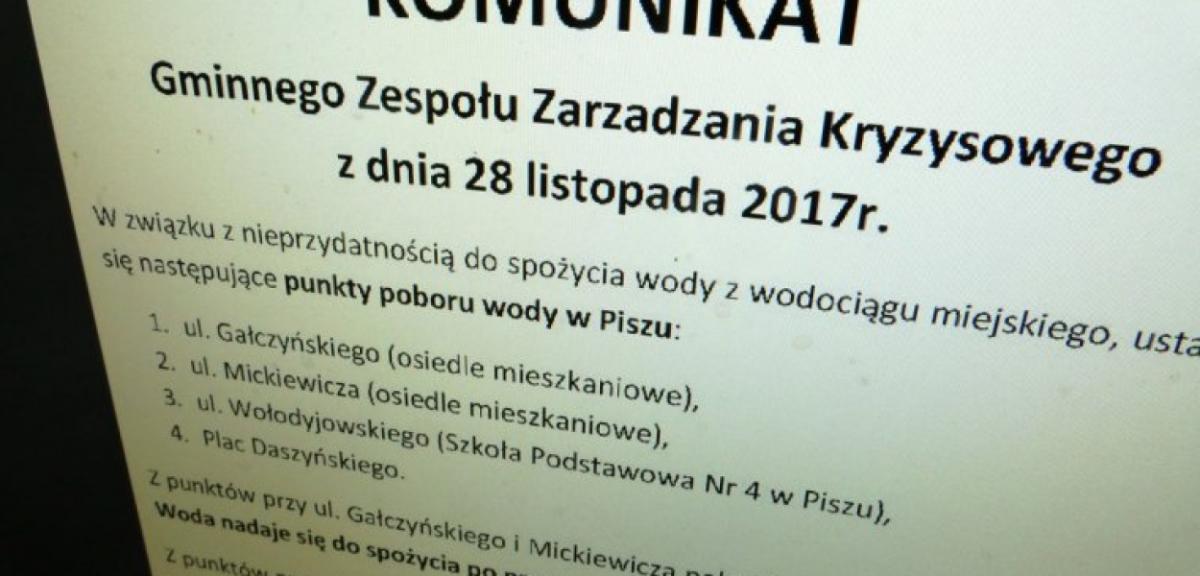 Gdzie będzie woda? Komunikat Gminnego Zespołu Zarządzania Kryzysowego.