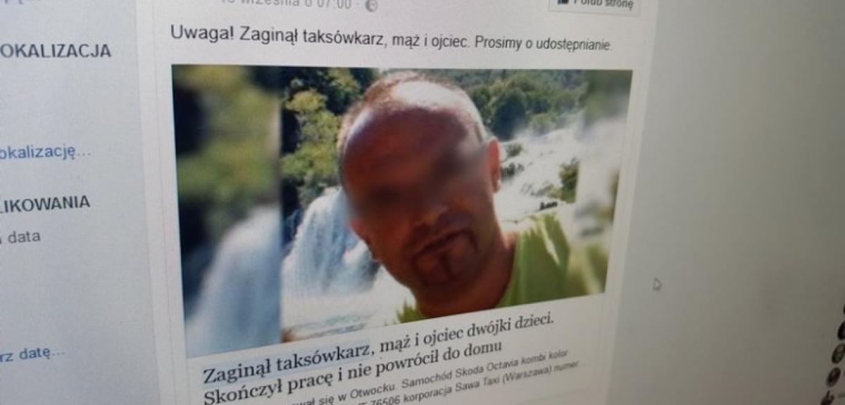 Zaginionego taksówkarza z Warszawy znaleziono w Piszu