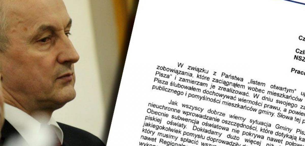 Burmistrz Pisza odpowiada związkowcom