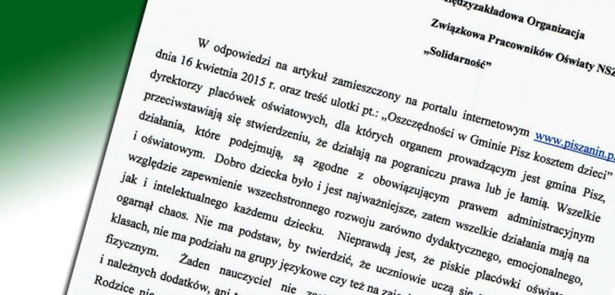 Zeosp i dyrektorzy odpowiadają związkowcom