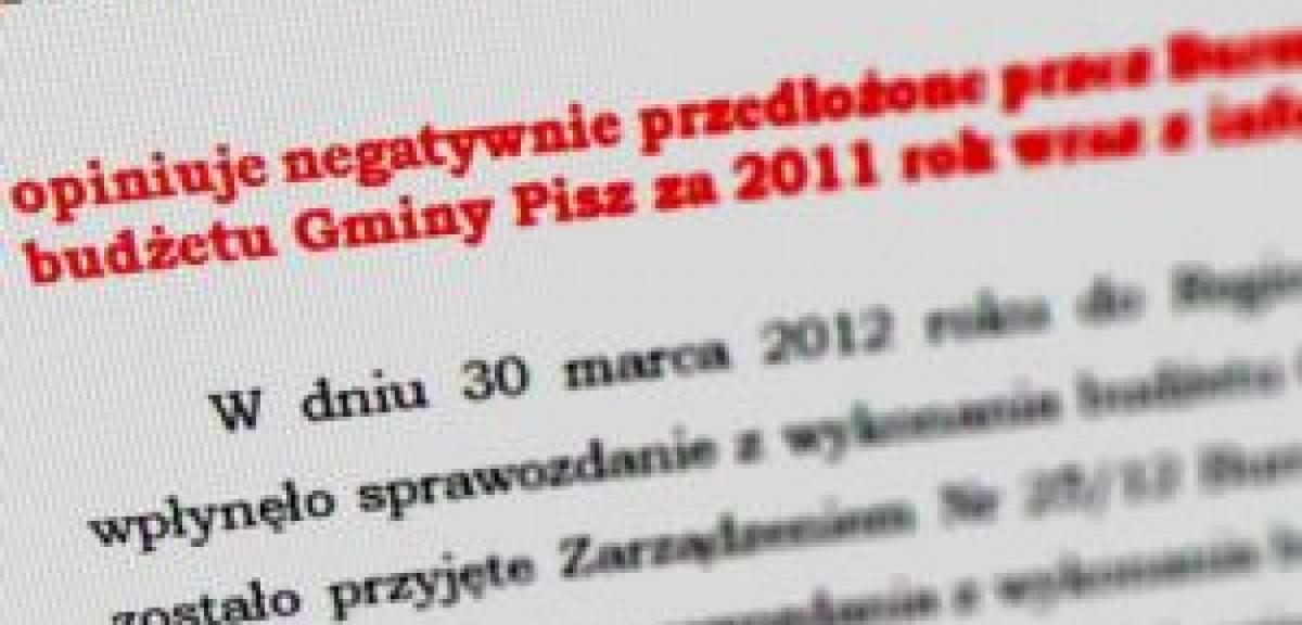 Negatywna opinia Regionalnej Izby Obrachunkowej
