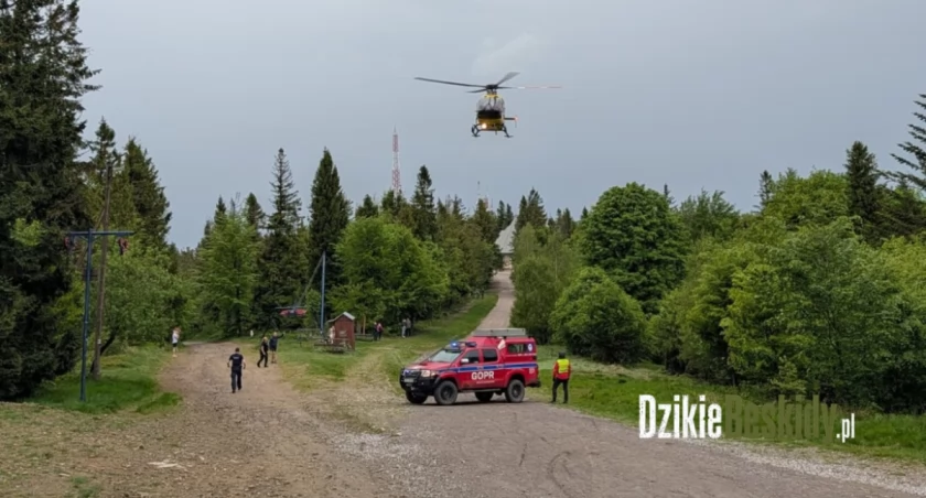 Wypadek rowerzysty pod Szyndzielnią z udziałem śmigłowca LPR