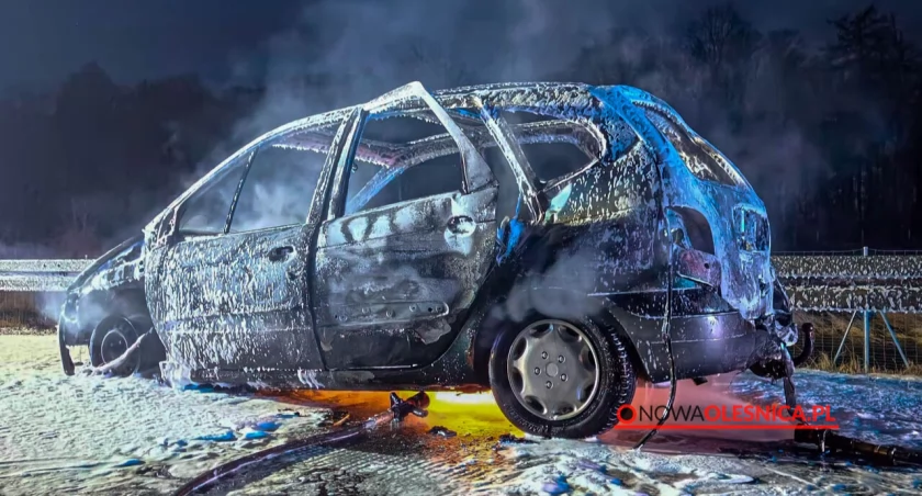 Pożar na trasie S8 w okolicy Sycowa