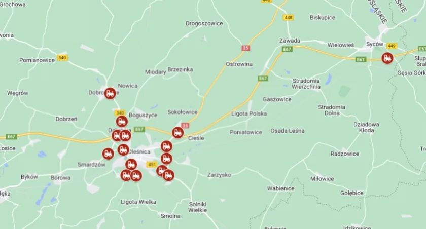 Środowy protest rolników w Oleśnicy oraz w jej okolicach - Sprawdź listę utrudnień