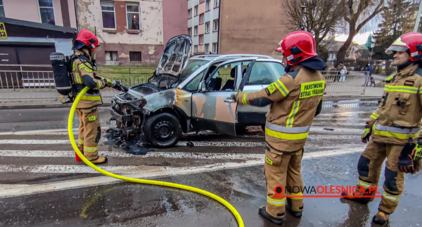 Pożar samochodu koło ZSP