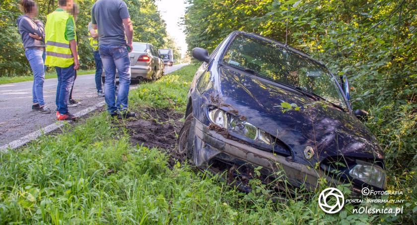 Renault wpadł do rowu
