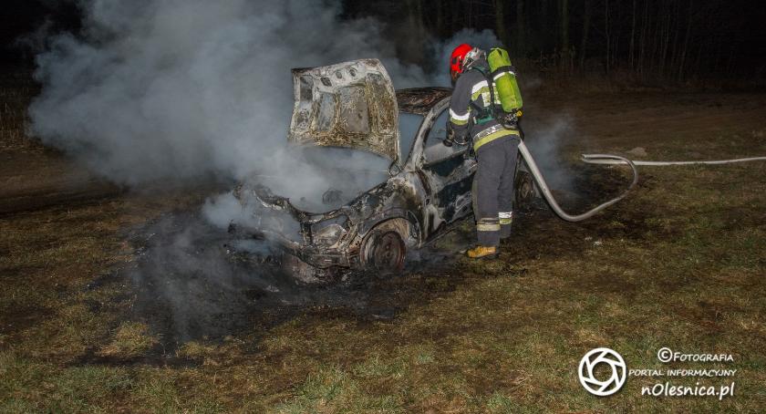 Pożar porzuconego Forda przy trasie S8 - VIDEO
