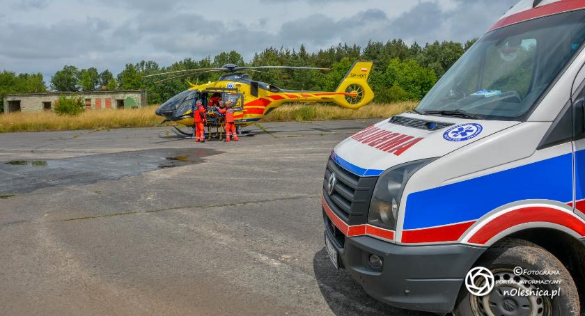 Śmigłowiec LPR lądował na oleśnickim lotnisku - VIDEO
