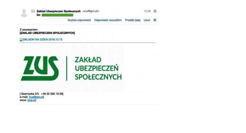 Fałszywy mail z ZUS - Przeczytaj zanim otworzysz!