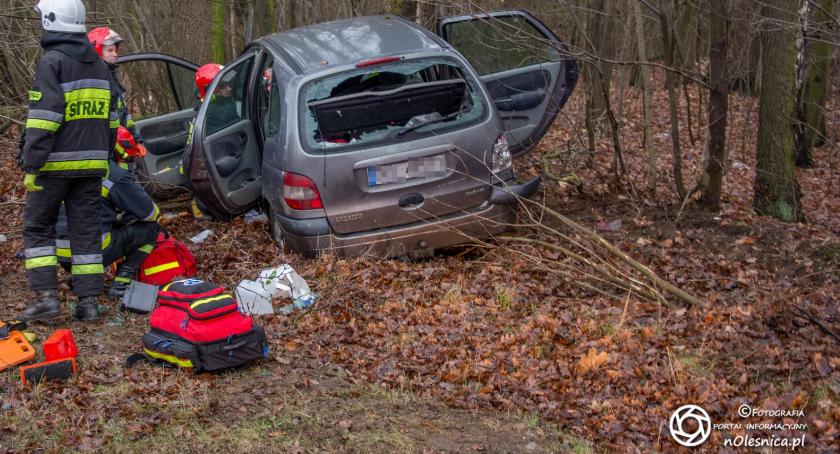 Prawie 2,8 promila - nietrzeźwy kierowca wypadł z trasy koło Sokołowic