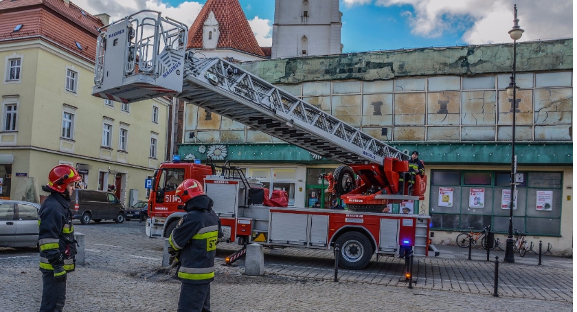Akcja straży pożarnej w centrum miasta