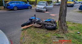 Wypadek z udziałem motocyklisty na Krzywoustego