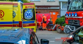 Mężczyzna wyskoczył z okna budynku przy ul. Klonowej
