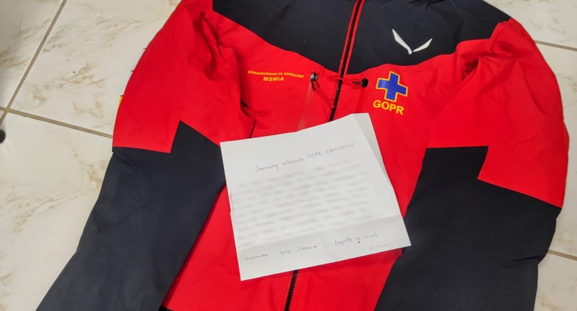 Ratownicy odzyskali skradzioną kurtkę. Skruszony turysta przeprasza GOPR-owców w liście