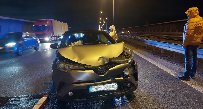 Kolizja na 11 kilometrze AOW w kierunku Warszawy