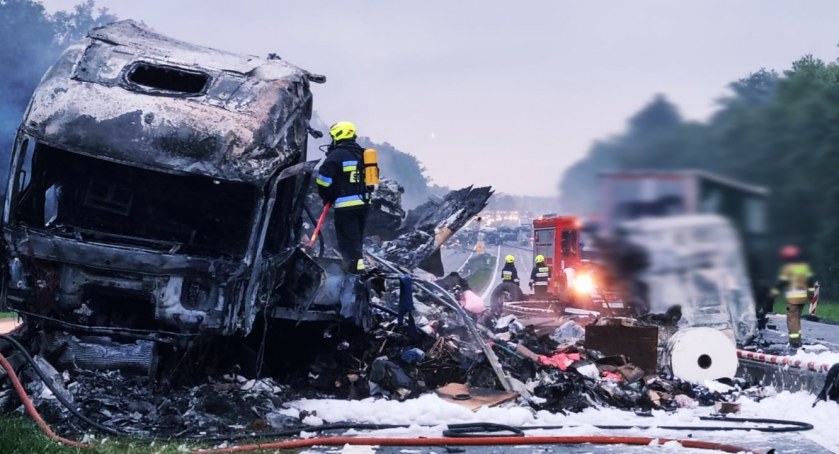 Koszmarny wypadek na autostradzie A4. Kierowca ciężarówki spłonął w kabinie