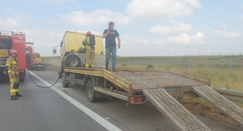 Pożar lawety na A4 w kierunku Legnicy