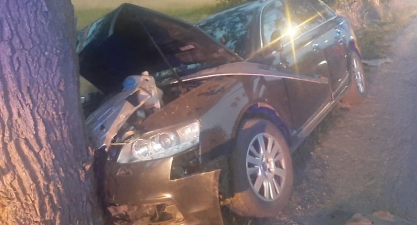 Nastolatkowie ukradli samochód i rozbili go na przydrożnym drzewie. Młodszy z chłopców trafił do szpitala