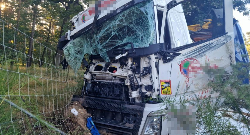 Wypadek z udziałem ciężarówki na A4 w kierunku Zgorzelca. Poszkodowany kierowca został przetransportowany do szpitala