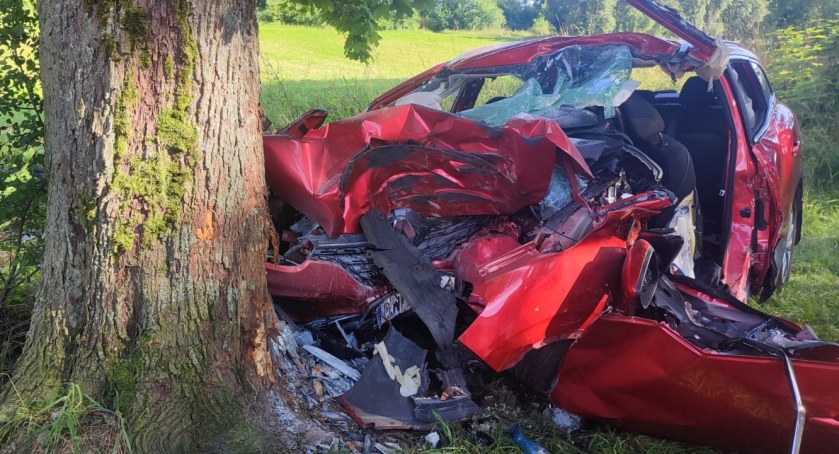 Tragedia w gminie Lubawka. Auto wypadło z drogi i uderzyło w drzewo. Dwie starsze osoby poniosły śmierć na miejscu