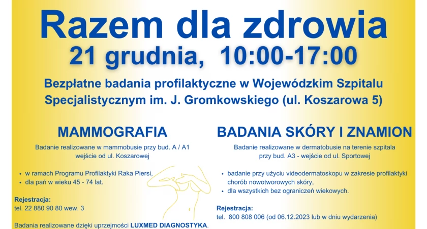Bezpłatne badania profilaktyczne w szpitalu przy ul. Koszarowej