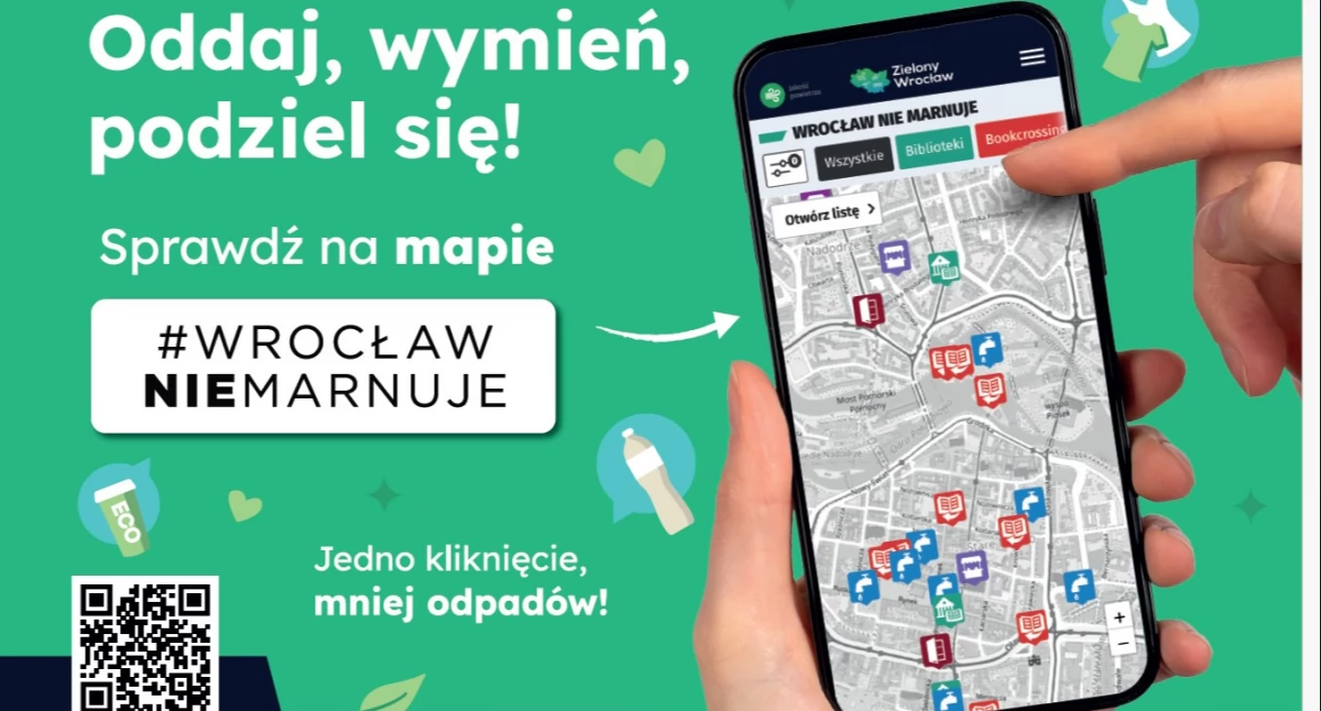 Mapa #WrocławNieMarnuje - kliknij i sprawdź, gdzie we Wrocławiu oddać, naprawić i wymienić rzeczy!