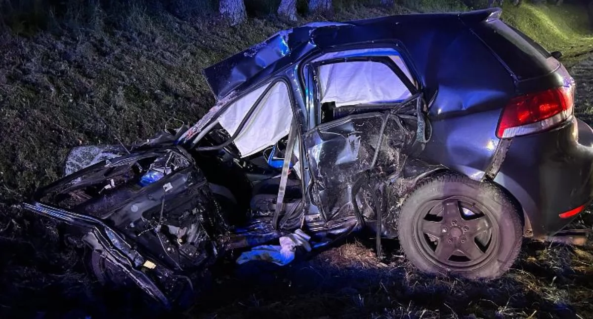 Tragiczny wypadek pod Miliczem. Nie żyje 18-letni kierowca Volkswagena Golfa